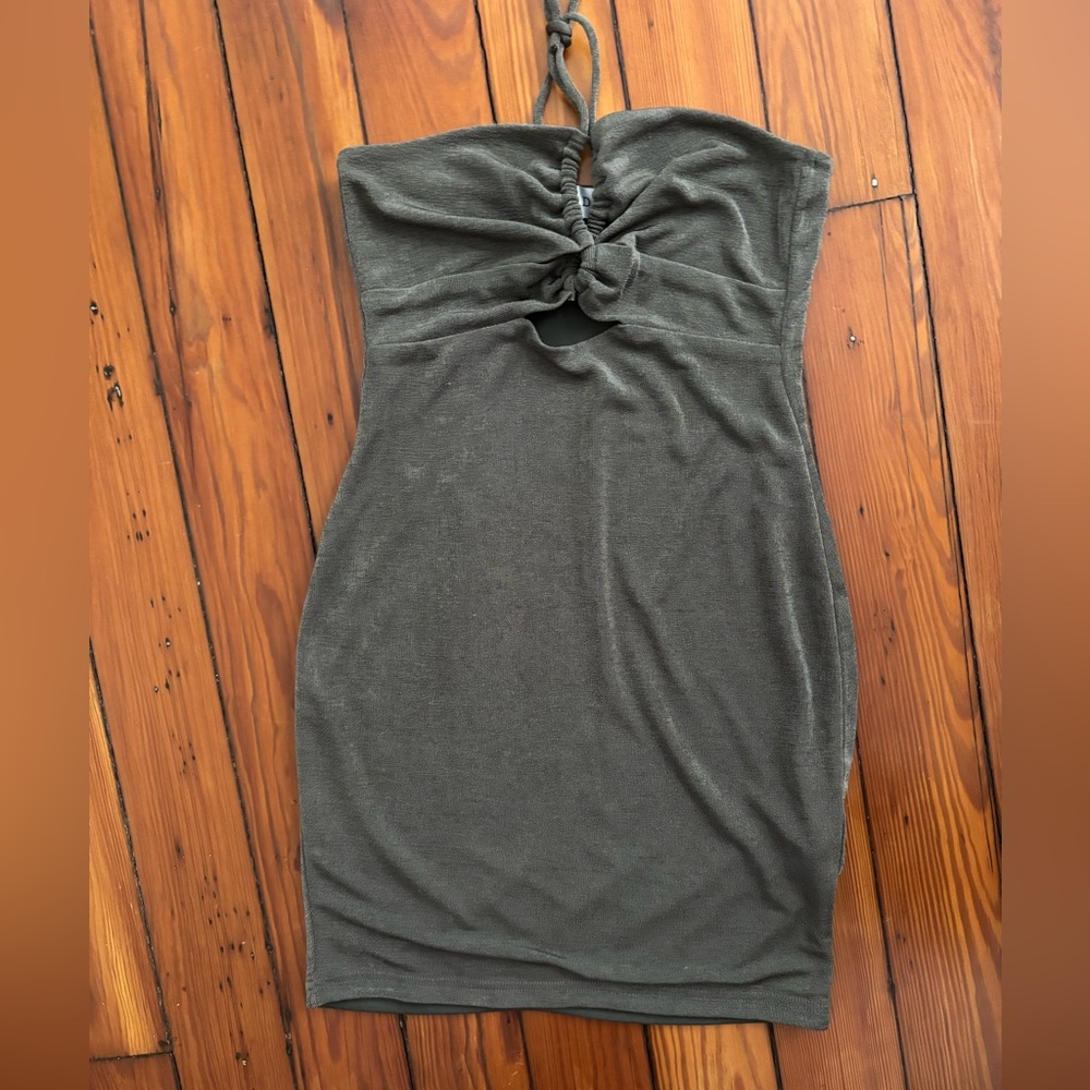 Chic Olive Strapless Mini Dress